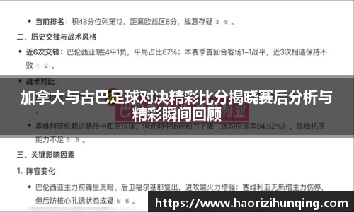 加拿大与古巴足球对决精彩比分揭晓赛后分析与精彩瞬间回顾