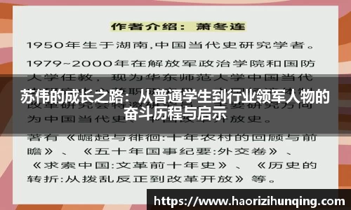 苏伟的成长之路：从普通学生到行业领军人物的奋斗历程与启示